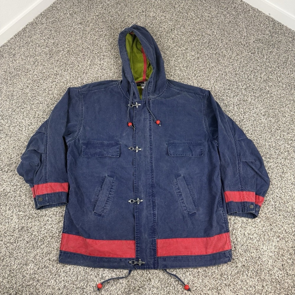 Vintage Willi Wear Sport Fireman Clasp Jacket Mens Small Blue Designer Hooded
